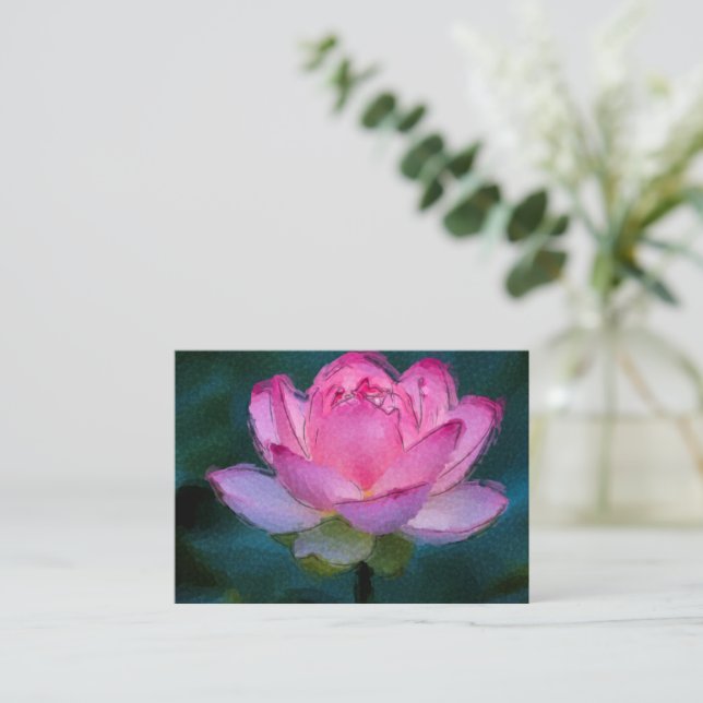 Pink Lotus Flower Note Card (Standing Front)