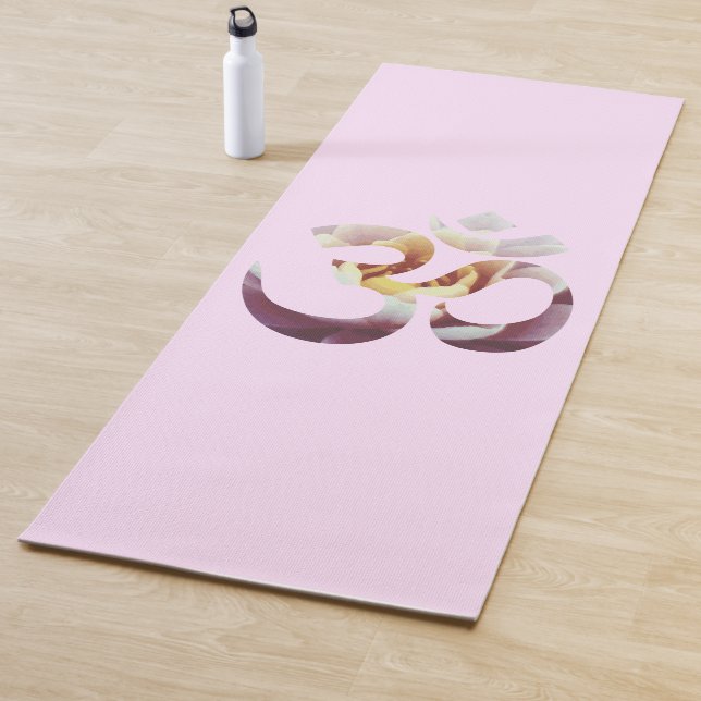 Pink Lotus Flower Om Mantra Yoga Mat Meditation (In Situ)