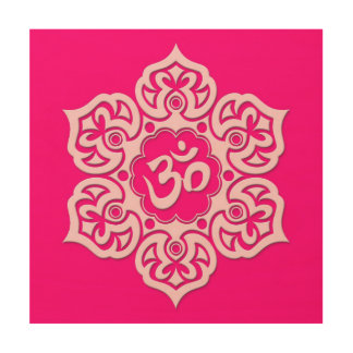 Pink Lotus Flower Om Wood Wall Decor