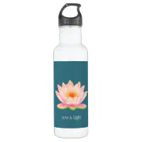 Pink Lotus Stainless Steel Yoga Water Bottle - 20 oz Insulated