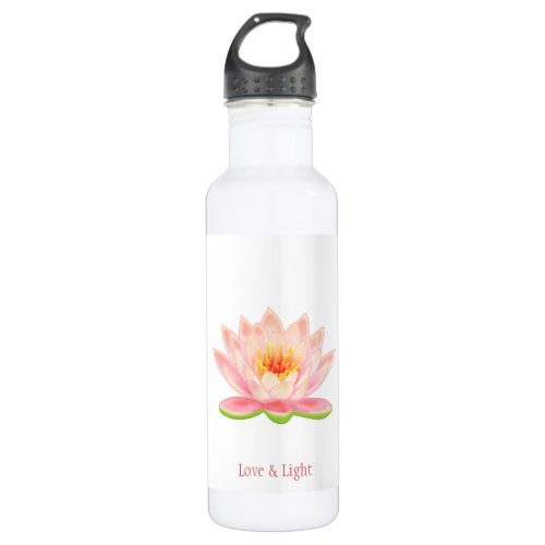 Pink Lotus Flower on White Stainless Steel Water Bottle