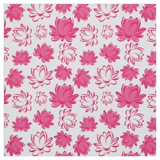 Pink Lotus Flower Pattern Fabric