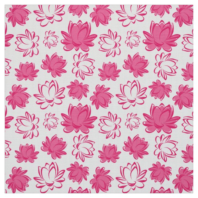 Pink Lotus Flower Pattern Fabric (Swatch)