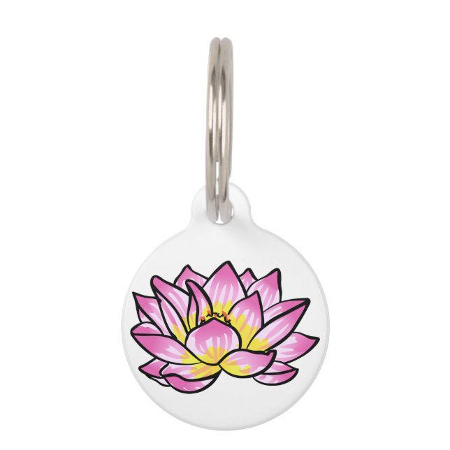 Pink Lotus Flower Pet ID Tag (Front)