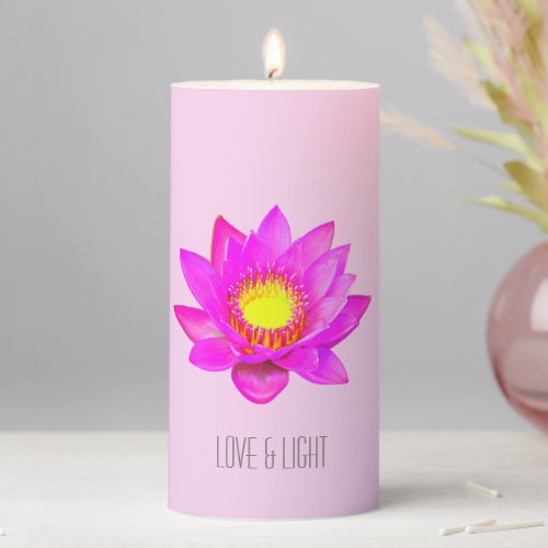 Pink Lotus Flower Pillar Candle