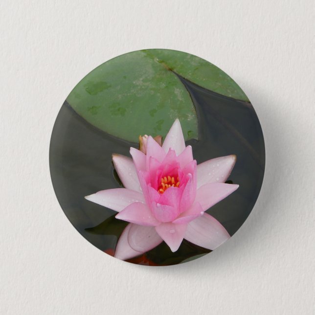 Pink Lotus Flower Pinback Button (Front)