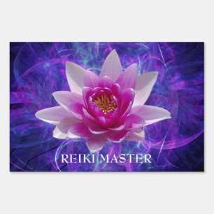 Pink lotus flower Reiki master Yard Sign
