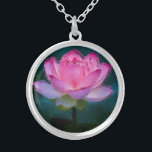 Pink Lotus Flower Silver Plated Necklace<br><div class="desc">Pink Lotus Flower</div>