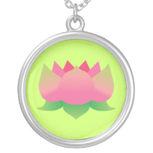 Pink Lotus Flower Silver Plated Necklace