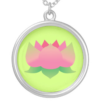 Pink Lotus Flower Silver Plated Necklace
