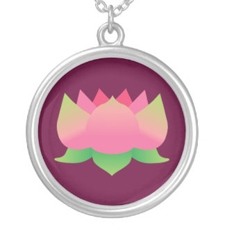 Pink Lotus Flower Silver Plated Necklace