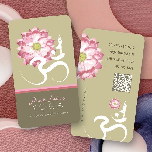 Pink Lotus Flower Yoga Om Zen Asian Profile Card Business Card Template