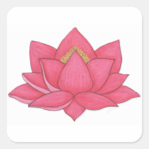 Pink Lotus Flower Square Sticker