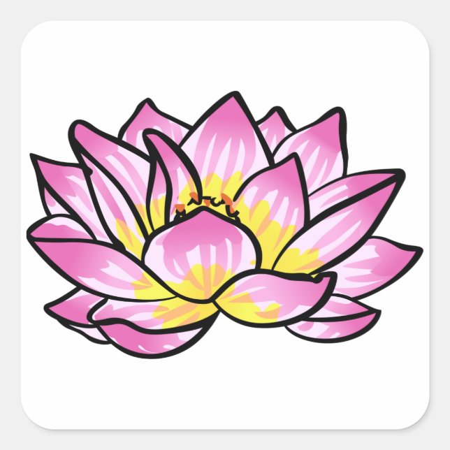 Pink Lotus Flower Square Sticker (Front)