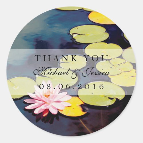 Pink Lotus Flower Thank You Label Stickers
