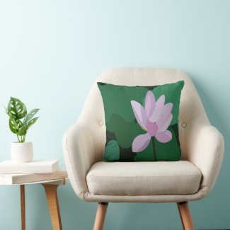 Pink Lotus Flower Throw Pillow