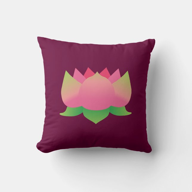 Pink Lotus Flower Throw Pillow (Front)