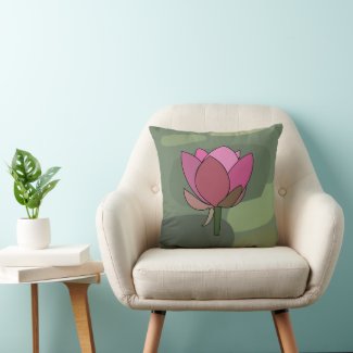 Pink Lotus Flower  Throw Pillow