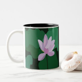 Pink Lotus Flower Two-Tone Coffee Mug