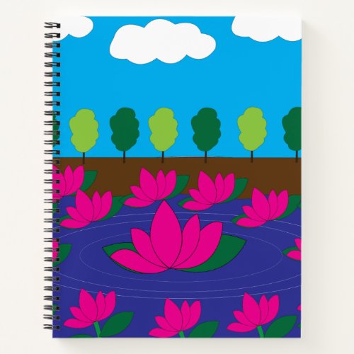 Pink Lotus Flower Water Garden     Notebook