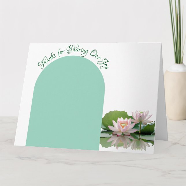 Pink Lotus Flower Wedding Bridesmaid  Thank You Card (Front)