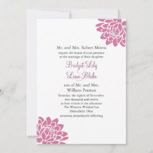 Pink Lotus Flower Wedding Invitation 2(white)