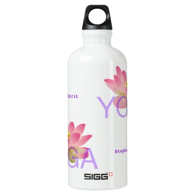 Pink Lotus Flower Yoga Aluminum Water Bottle (Front)