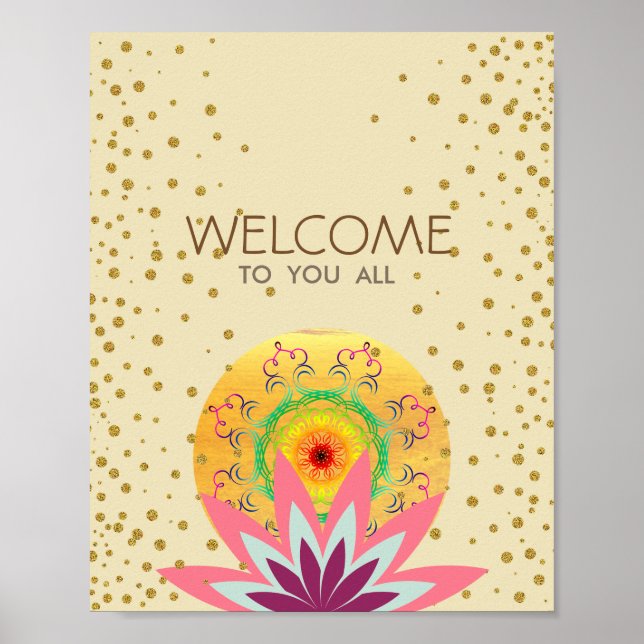 Pink Lotus Flower Yoga Healing Health Poster (Front)