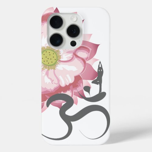 Pink Lotus Flower Yoga Indian Spiritual Om Symbol iPhone 15 Pro Case