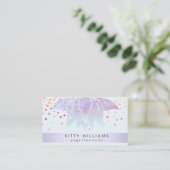 Pink Lotus Flower Yoga Instructor Confetti Business Card (Standing Front)