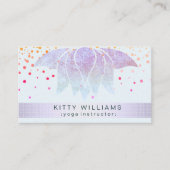 Pink Lotus Flower Yoga Instructor Confetti Business Card (Front)