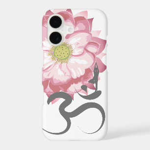 Pink Lotus Flower Yoga & Zen Calligraphy Om Aum iPhone 17 Case