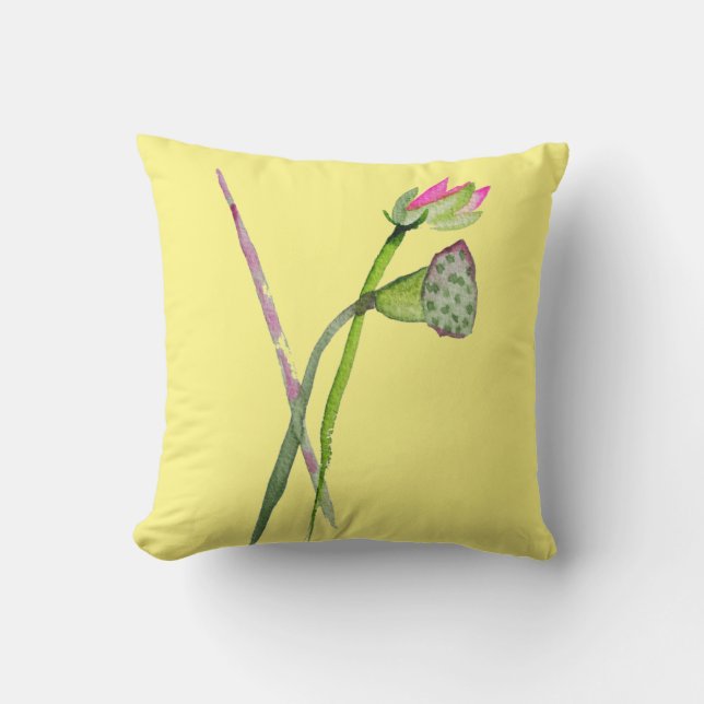 Pink Lotus Flower Zen Buddhist Art Throw Pillow (Front)