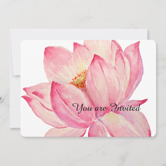 Pink Lotus Flowers Birthday Invitation (Front)