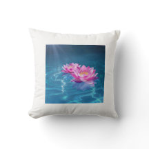 Pink Lotus Flowers Floating on Crystal Blue Water