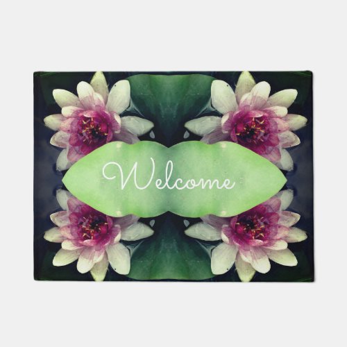 Pink Lotus Flowers Welcome  Door Mat