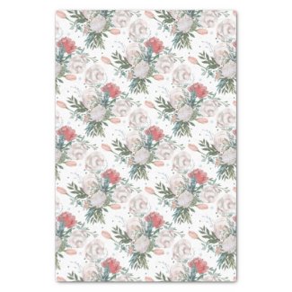 Pink Lotus Gouache Roses Floral Tissue Paper