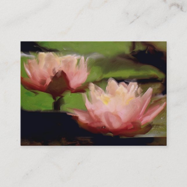Pink Lotus in Oils ACEO Business Card (Front)