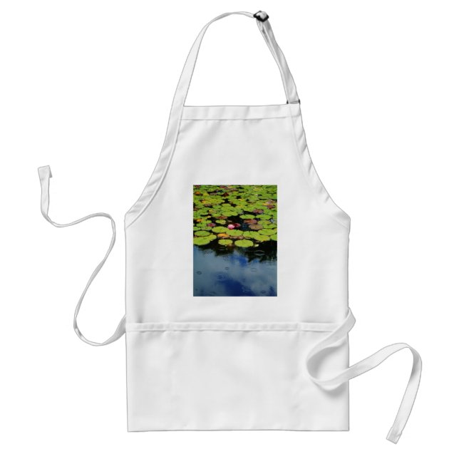 Pink lotus in Rain Adult Apron (Front)