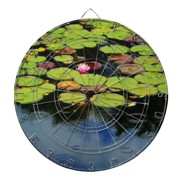 Pink lotus in Rain Dartboard (Front)