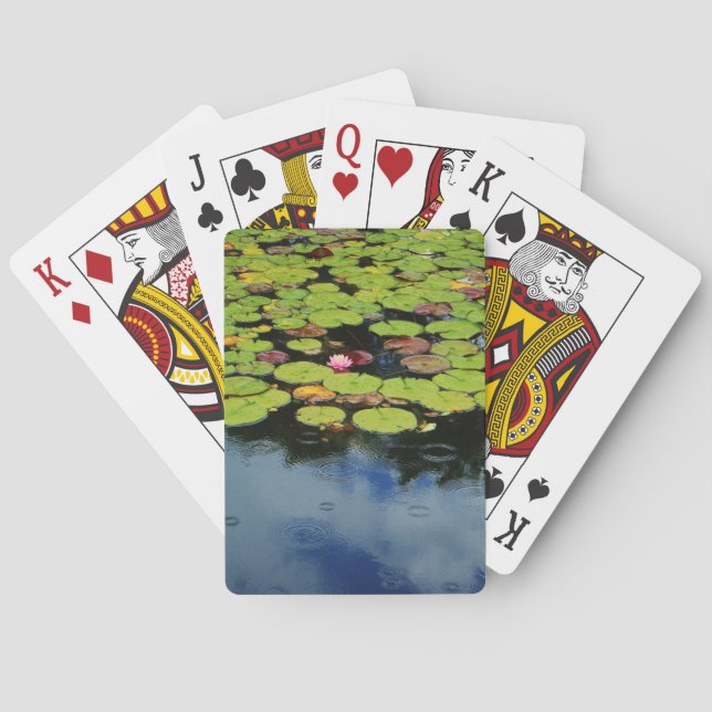 Pink lotus in Rain Poker Cards (Back)