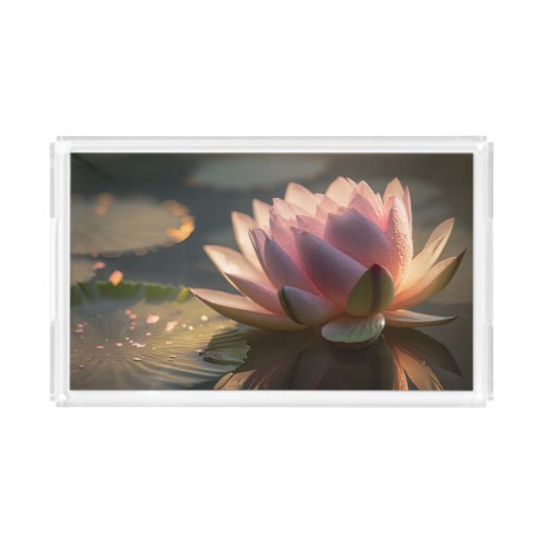 Pink Lotus in the Morning Light Acrylic Tray