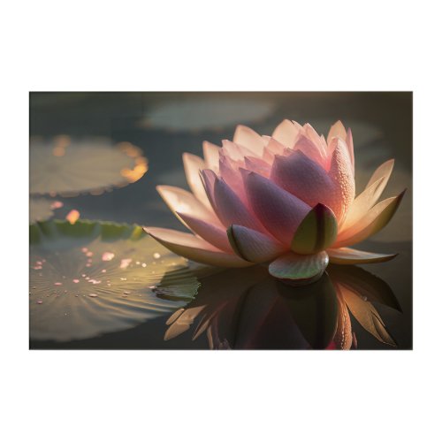 Pink Lotus in the Morning Light Acrylic Wall Art