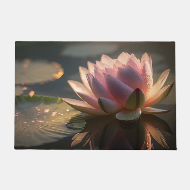 Pink Lotus in the Morning Light Door Mat