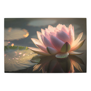 Pink Lotus in the Morning Light Metal Wall Art