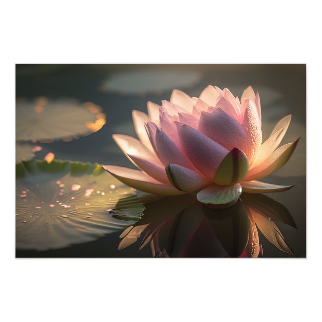 Pink Lotus in the Morning Light Photo Enlargement (Front)