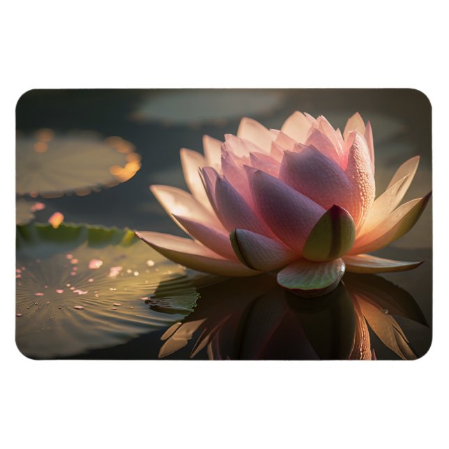 Pink Lotus in the Morning Light Photo Magnet (Horizontal)