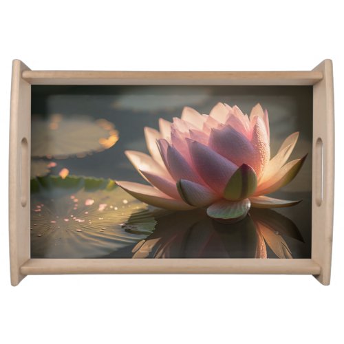 Pink Lotus in the Morning Light Serving Tray