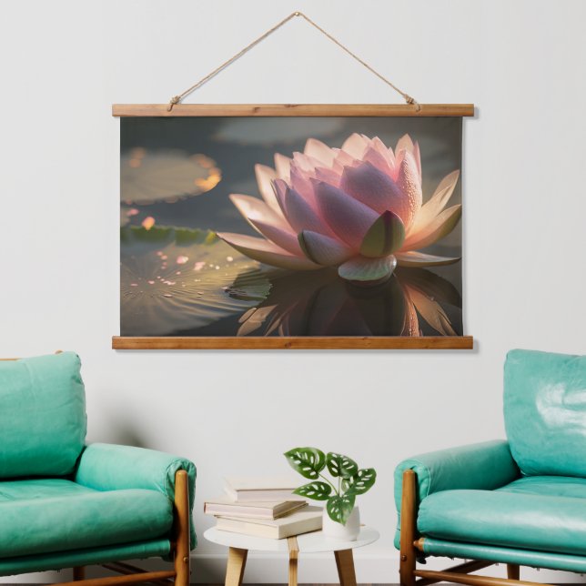 Pink Lotus in the Morning Light Tapestry (Living Room)