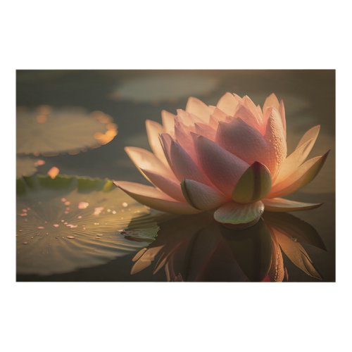 Pink Lotus in the Morning Light Wood Wall Art